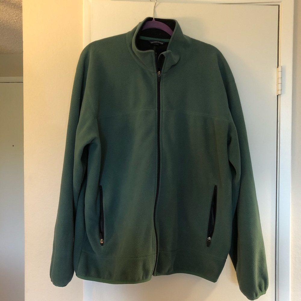 Lands end zipper front fleece jacket XL